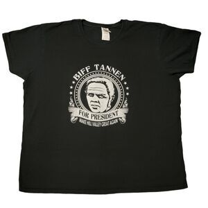 Biff Tannen For President Tshirt Womens Sz 2X Black Back To The Future Retro 80s